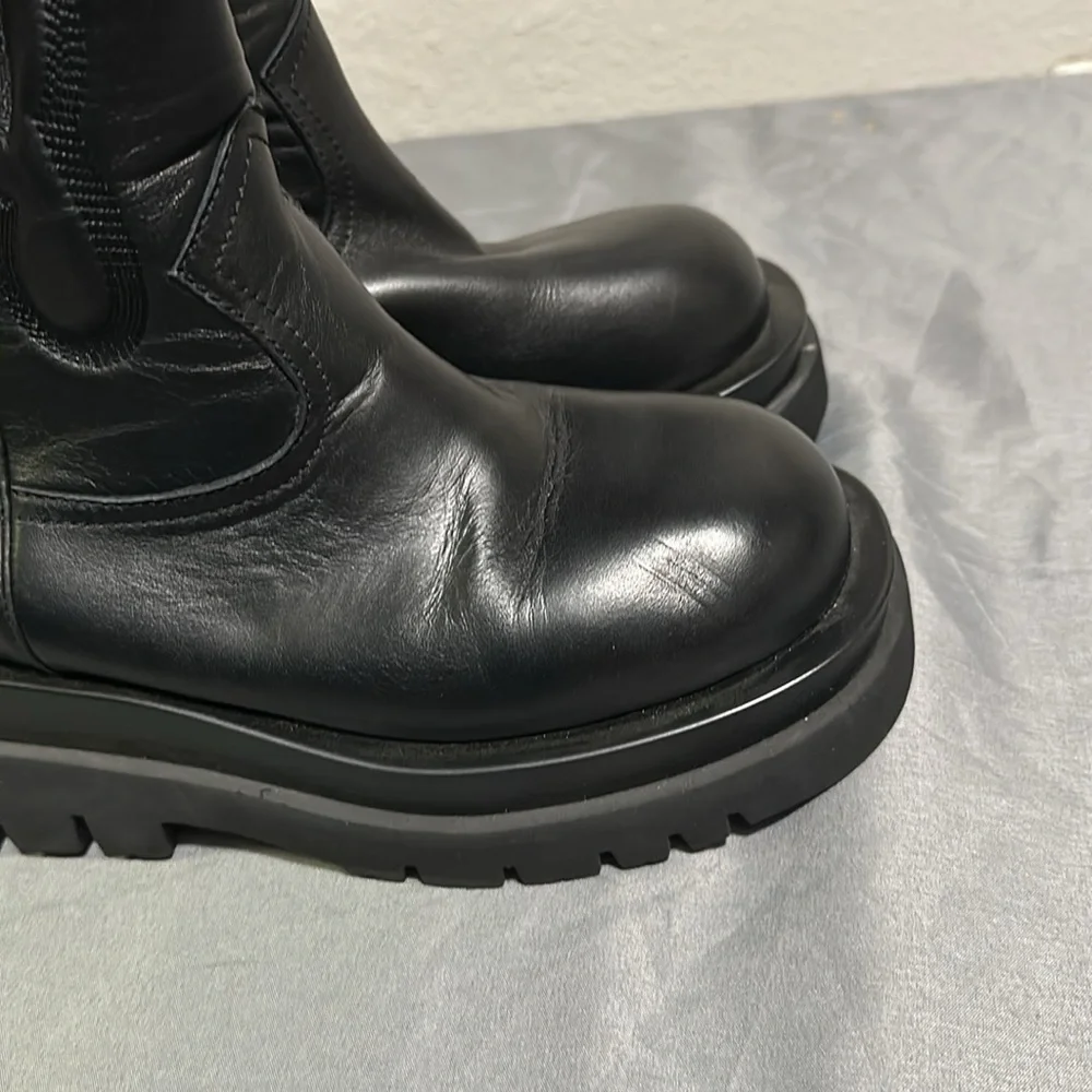 Jeffrey Campbell Black Over-the-Knee Embossed Leather Boots